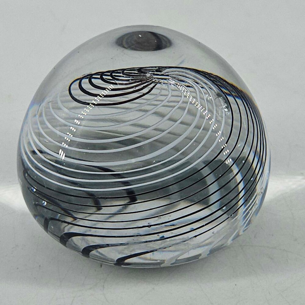 Kosta Boda black white Swirl glass Paperweight Vicke Lindstrand